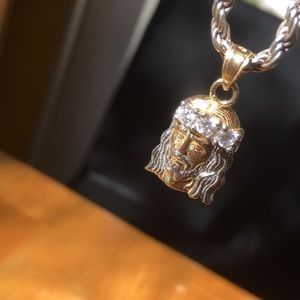 REAL 14k yellow/white gold CZ diamond pendant